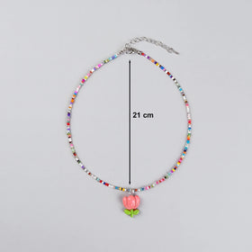 Pack Of 3 Girls Multicolour Floral Beads Necklace Sets Necklace and Chains