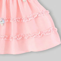 Girls Pink Mushroom Applique Fit and Flare Dress Casual Dresses