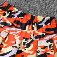 Girls Orange Crop Top With Camisole Top & Printed Skirt Sets 3 pc. Sets