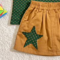 Girls Green Sleeveless Polka Dot Print Top With Skirt Sets 2 pc. Sets