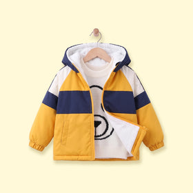 Boys Yellow Color-blocked Back Pocket Fleece Lined Jacket Coats & Jackets Yellow 1-2 Y