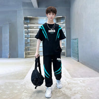 Boys Black Typographic Printed T-Shirt With Joggers Co-ord Sets Sets