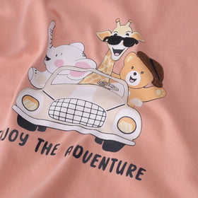 Boys Peach Animal Print Short Sleeve T-Shirt With Shorts Sets 2 pc. Sets