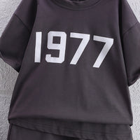 Boys Grey Numeric Print Short Sleeve T-Shirt With Shorts Sets 2 pc. Sets