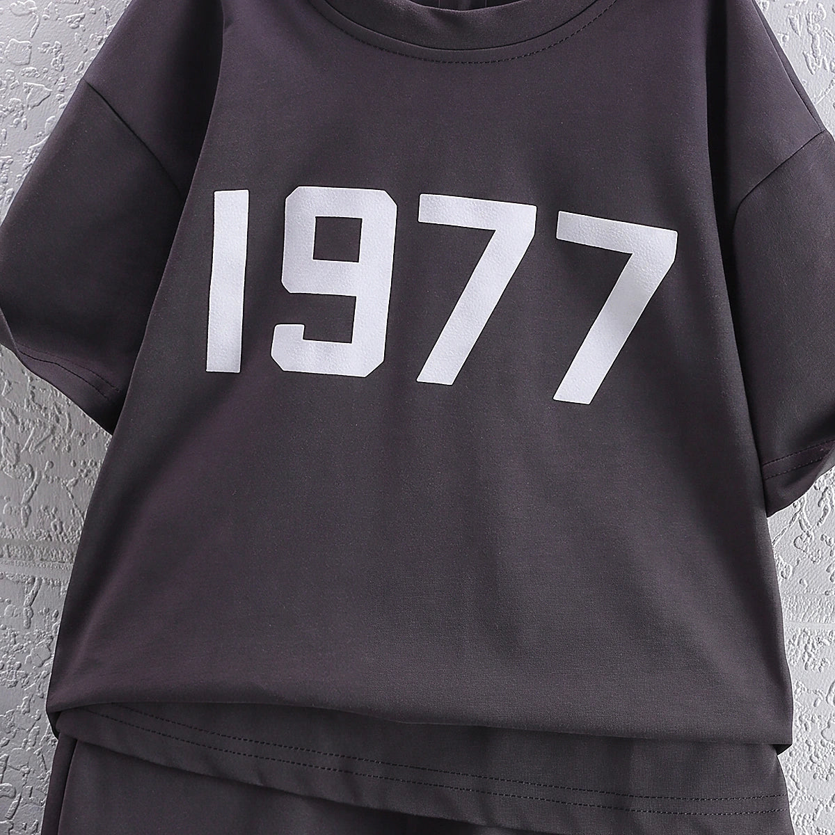 Boys Grey Numeric Print Short Sleeve T-Shirt With Shorts Sets 2 pc. Sets