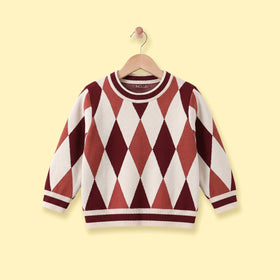 Boys Multicolour Diamond Jacquard Long Sleeve Sweater Sweaters & Cardigans Multicolor 1-2 Y