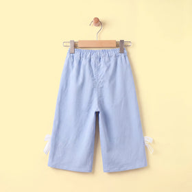 Girls Light Blue Bow Applique Denim Jeans Pants