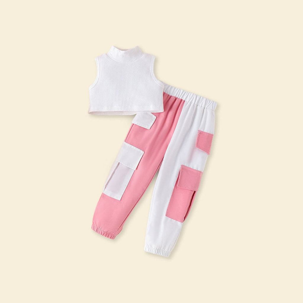 Girls Turtle Neck Crop Top with Cargos Set Sets   