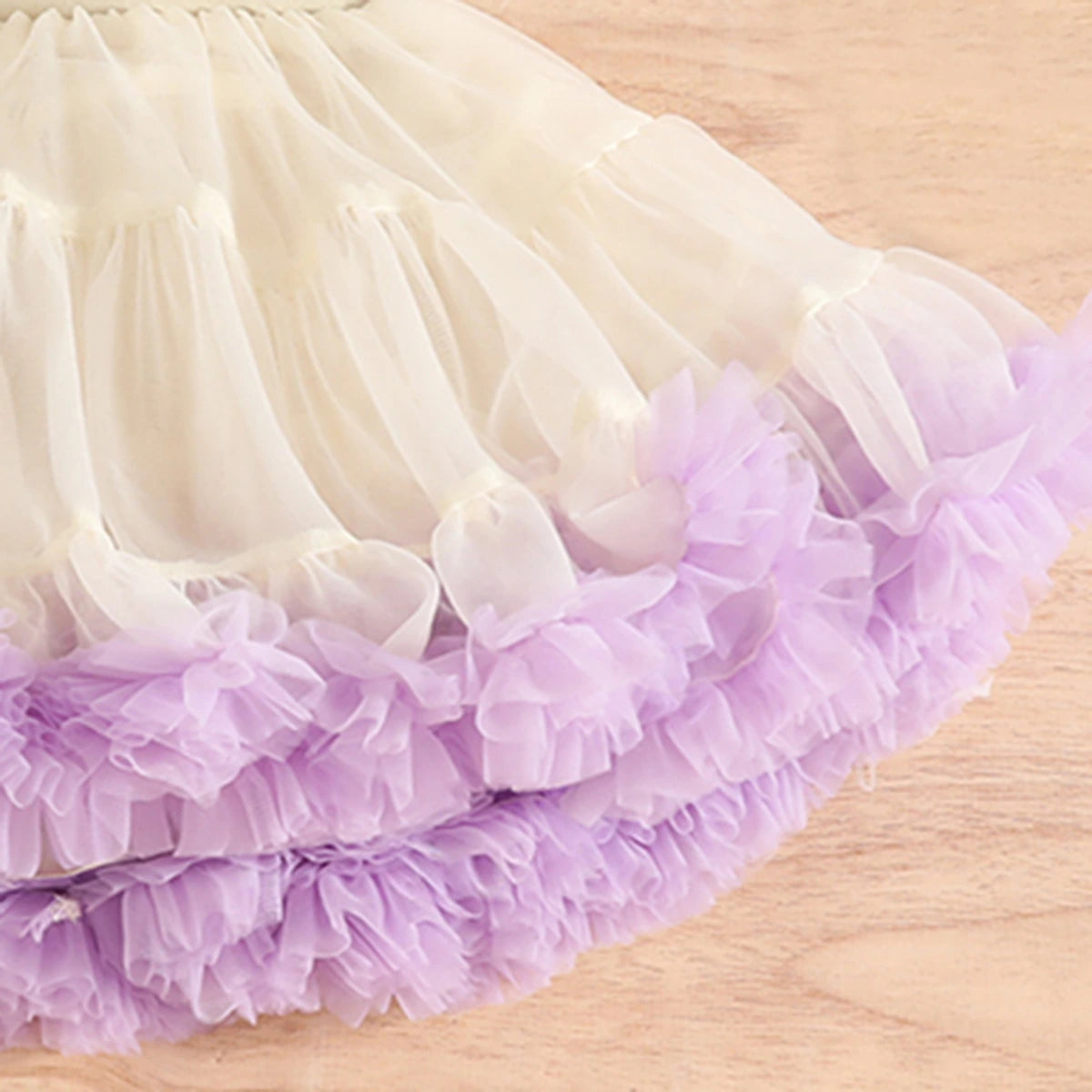 Girls Purple Ruffle Top With Tiered Tulle Skirts Set Sets