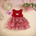 Girls Red Checked Sleeveless Tiered Fit & Flare Dress Casual Dresses Red 1-2 Y