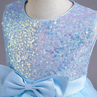 Girls Sky Blue Sequin Embellished Tutu Party Wear Dress Party Dresses