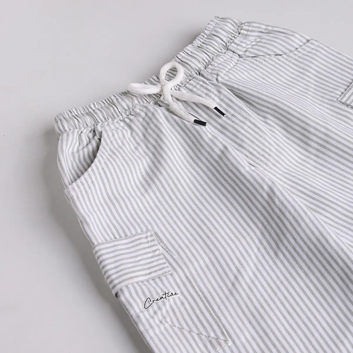 Boys Green Stripes Short Sleeves Shirt With Printed T-Shirt & Shorts Sets Sets