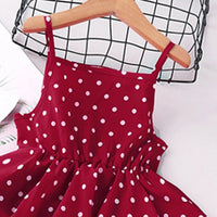 Girls Maroon Polka Dot Print Sleeveless Layered Dress Casual Dresses