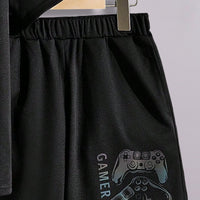 Boys Black Gaming Printed Short Sleeves T-Shirt With Shorts Set 2 pc. Sets