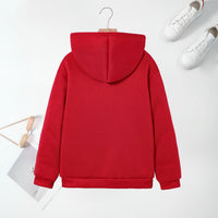 Girls Red Heart Heart Printed Hooded Sweatshirt Sweatshirts & Hoodies