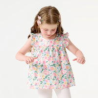 Girls Floral Print Top with Solid Shorts Set Sets   