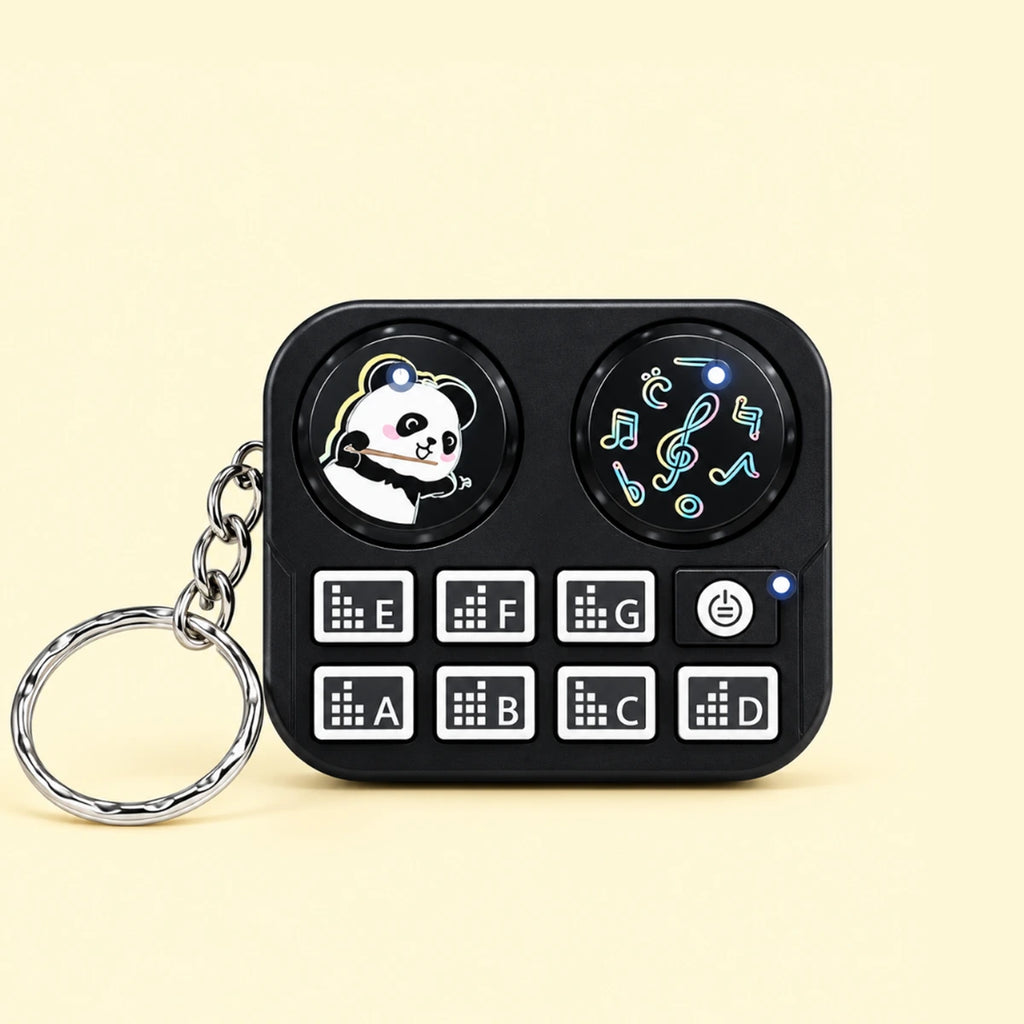 Panda DJ Keychain for Kids - Musical Toy Keyring Trending Accessories Black Onesize
