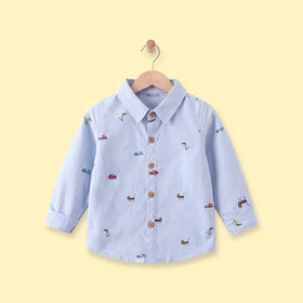 Boys Light Blue Graphic Long Sleeve Shirt Shirts Light Blue 1-2 Y