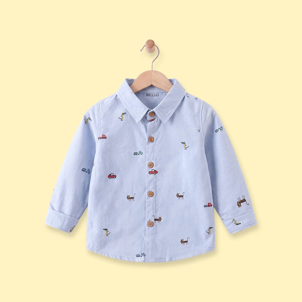 Boys Light Blue Graphic Long Sleeve Shirt Shirts Light Blue 1-2 Y