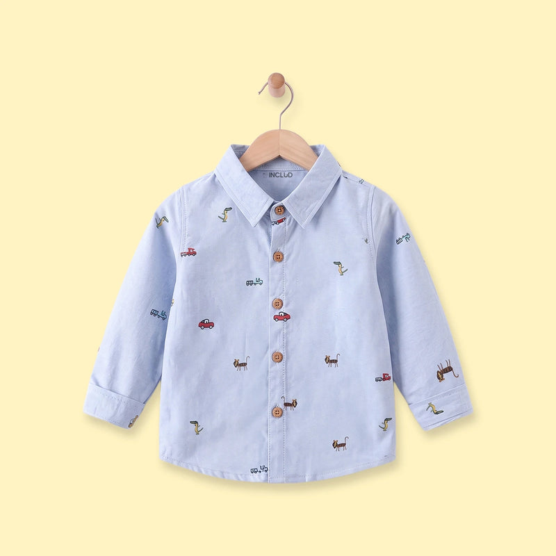 Boys Light Blue Graphic Long Sleeve Shirt Shirts Light Blue 1-2 Y