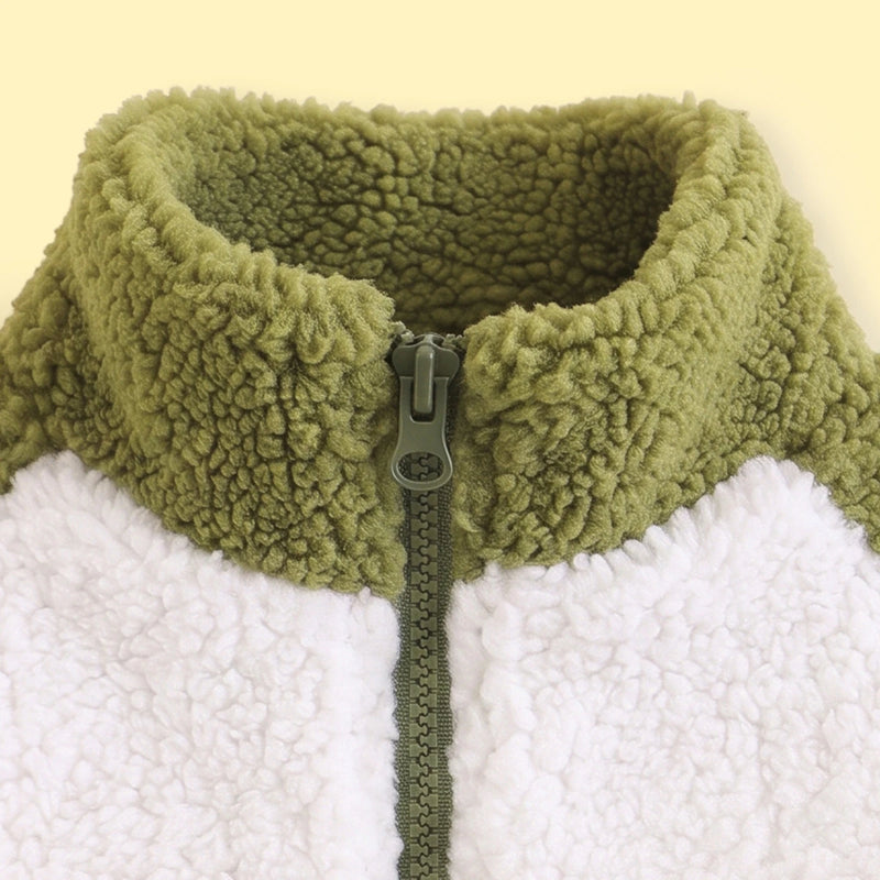 Boys Olive Green Colourblocked Long Sleeve Zip-Up Jacket Coats & Jackets