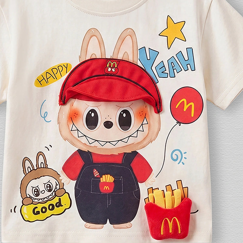 Girls Cream Graphic Print Short Sleeves T-Shirt Tshirts