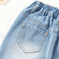 Girls Light Blue Distressed Denim Pant Jeans