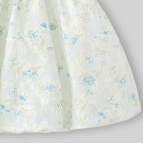 Girls Off White Floral Embroidered Sleeveless Dress Casual Dresses