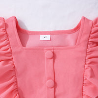 Girls Peach Short Sleeve Square Neck Top With Shorts Set 2 pc. Sets