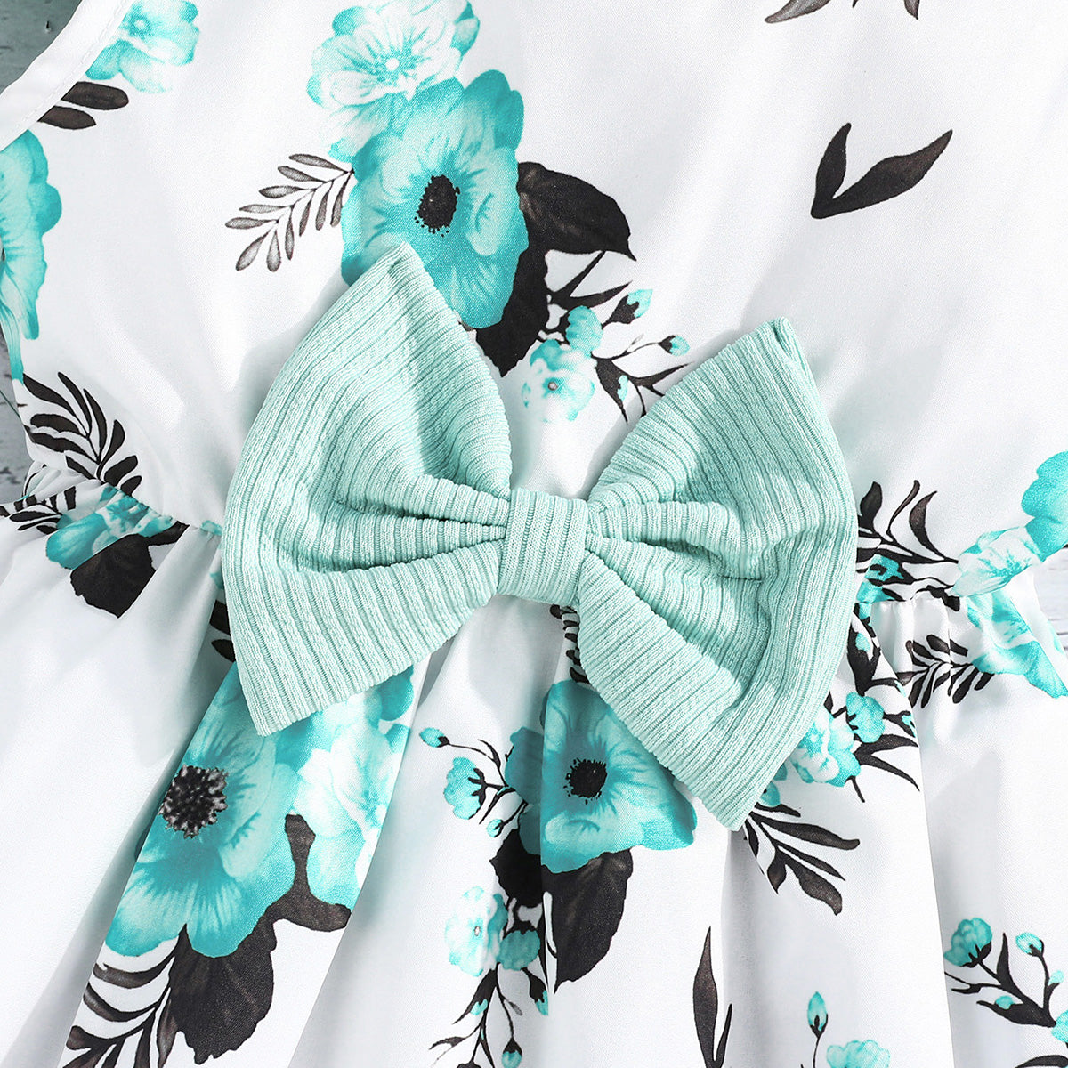 Girls Light Green Floral Printed Fit And Flared Dress With Shrug Casual Dresses