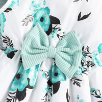 Girls Light Green Floral Printed Fit And Flared Dress With Shrug Casual Dresses