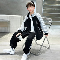 Boys Black Embroidered Sweatshirt With Jogger Sets Sets