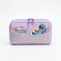 Girls Lavender Zipper Pencil Pouch with Glitter Finish Trending Accessories Lavender Onesize