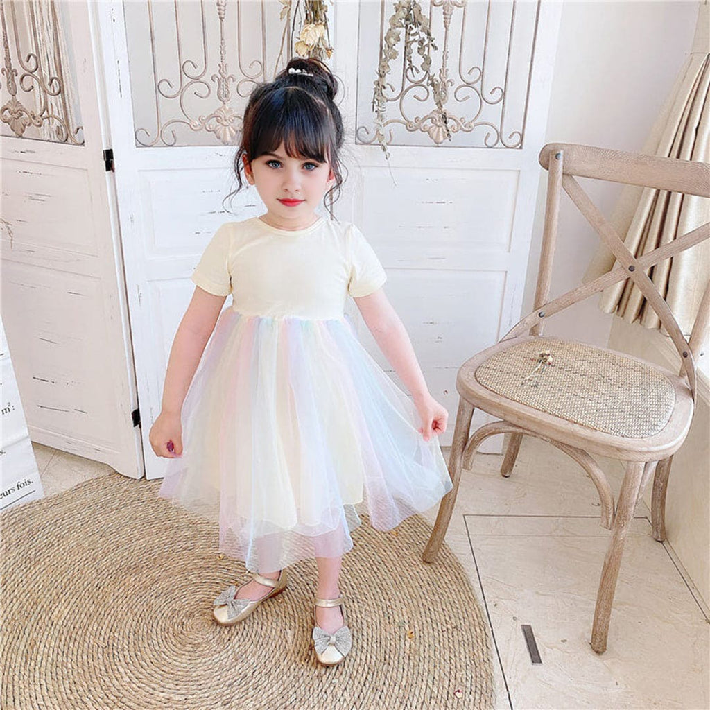 Girls Multicolor Tulle Fit & Flare Casual Dress