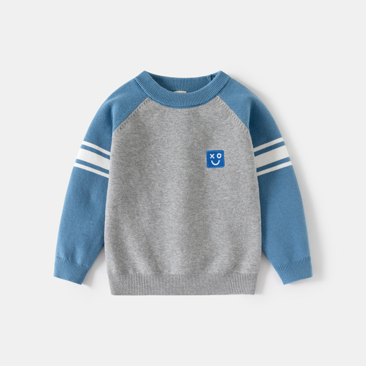 Boys Grey Solid Raglan Sleeves Regular Sweater Sweaters & Cardigans