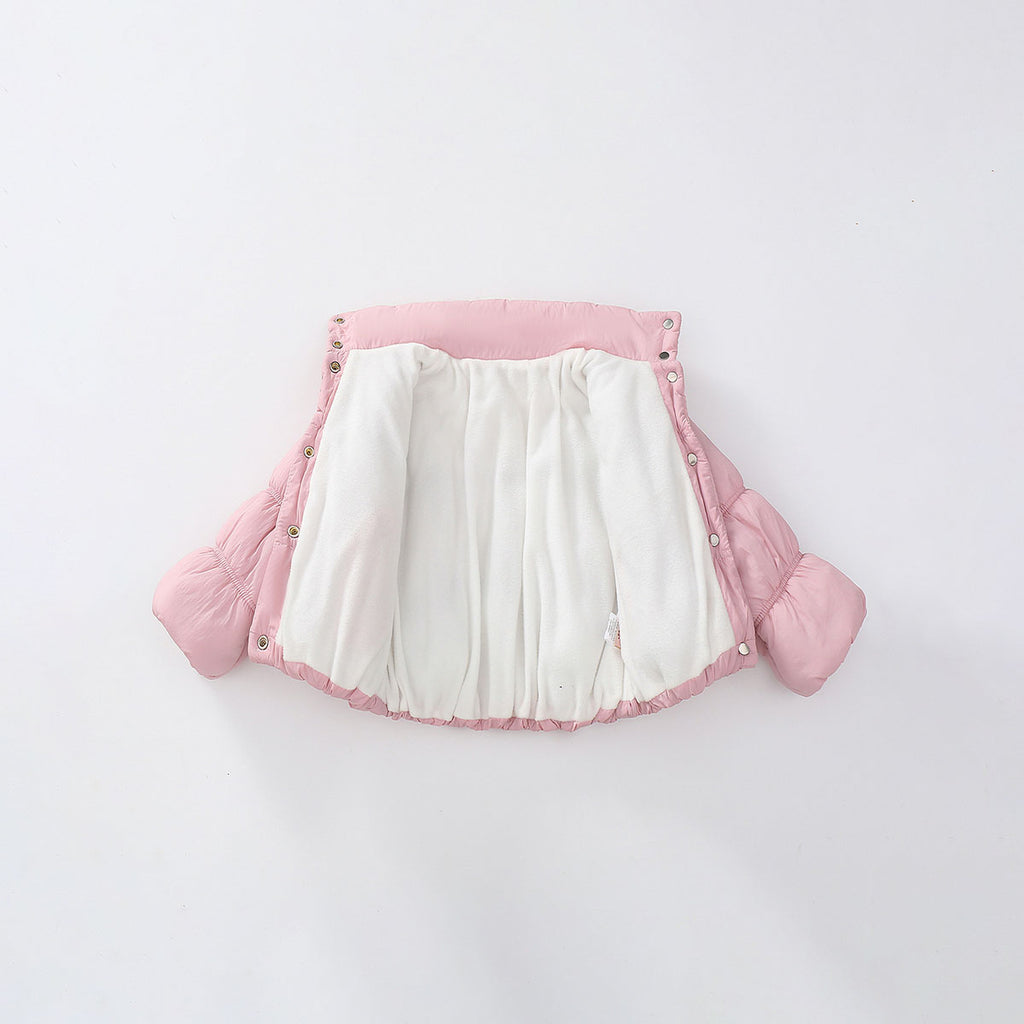 Girls Light Pink Solid Puffer Winter Jacket Coats & Jackets