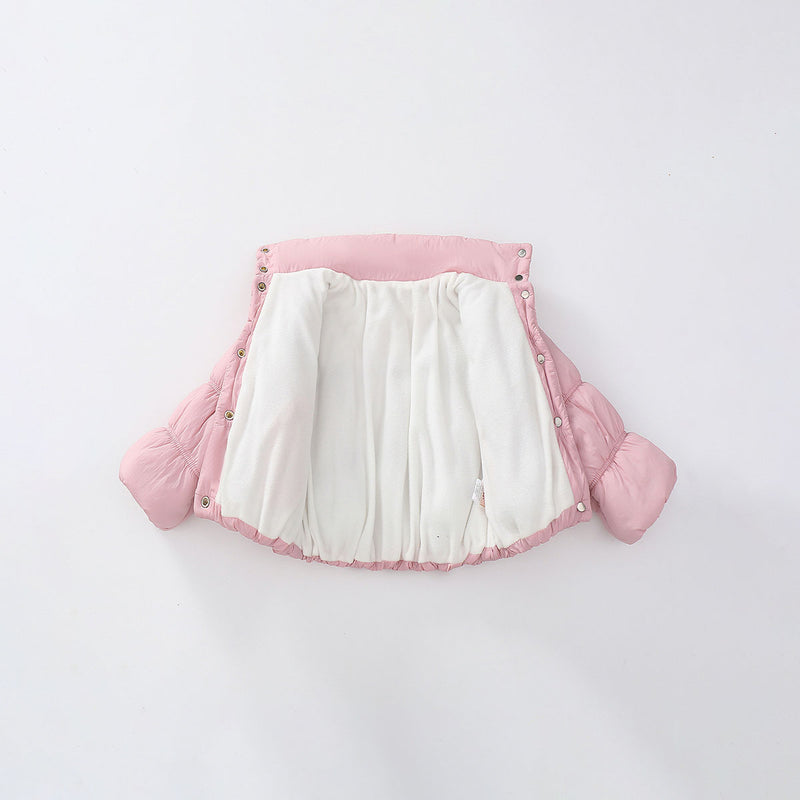 Girls Light Pink Solid Puffer Winter Jacket Coats & Jackets