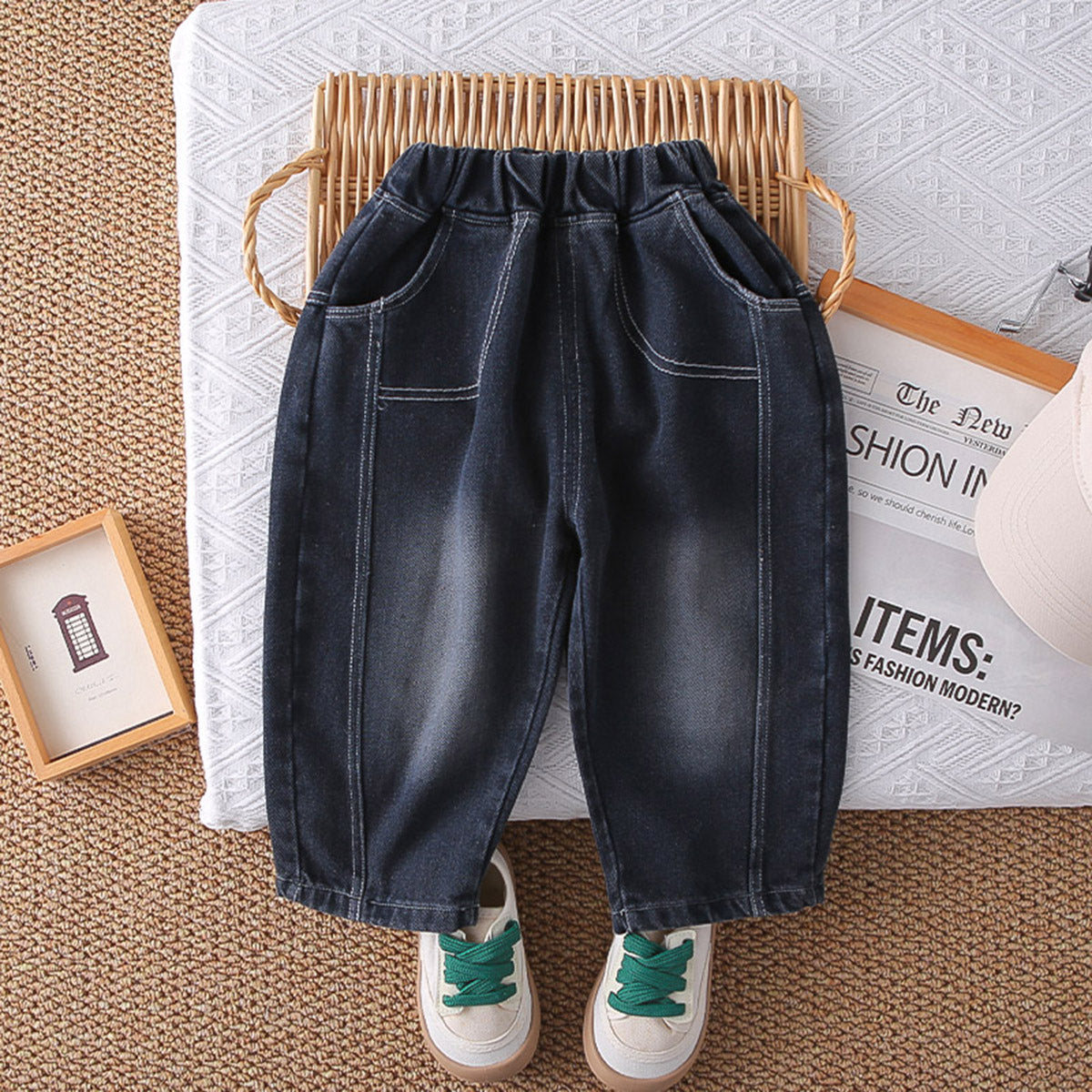 Boys Grey Typographic Sweatshirt With Denim Pants Set 2 pc. Sets