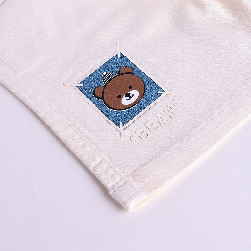 Boys Light Blue Bear Motif Short Sleeve T-Shirt With Shorts Sets Sets