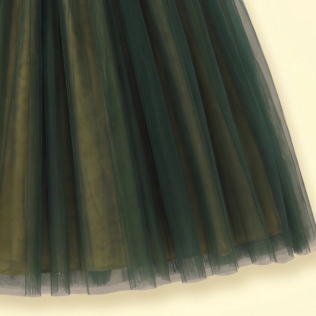 Girls Dark Green 3D Floral Detail Sleeveless Party Gown Party Dresses