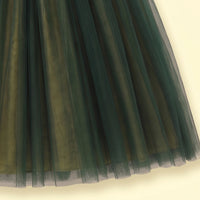 Girls Dark Green 3D Floral Detail Sleeveless Party Gown Party Dresses