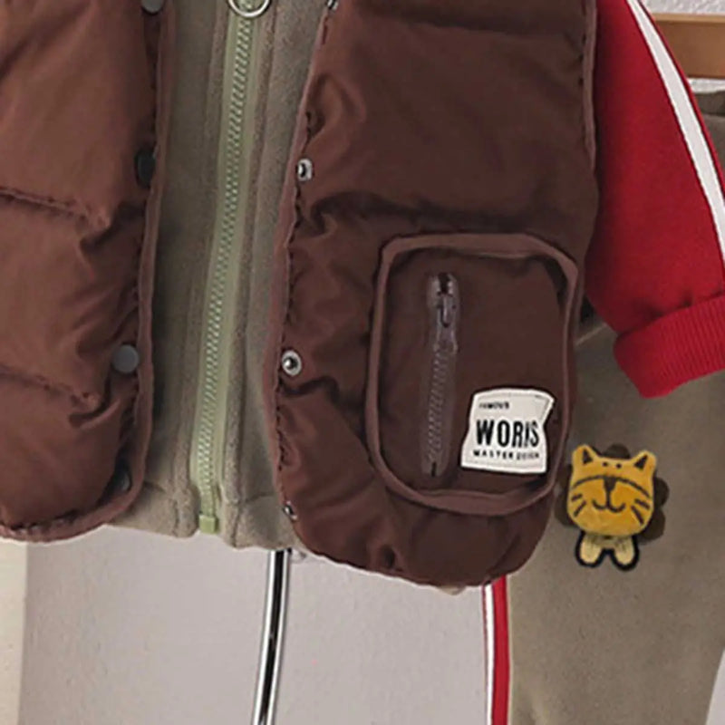 Boys Green Hooded Zipper Jacket With Puffer Vest & Jogger Sets Sets