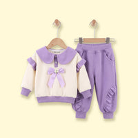 Girls Purple Peter Pan Collar Sweatshirt & Joggers Sets Sets Purple 1-2 Y
