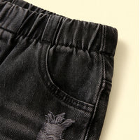 Girls Black Distressed Relaxed Fit Jeans Pants