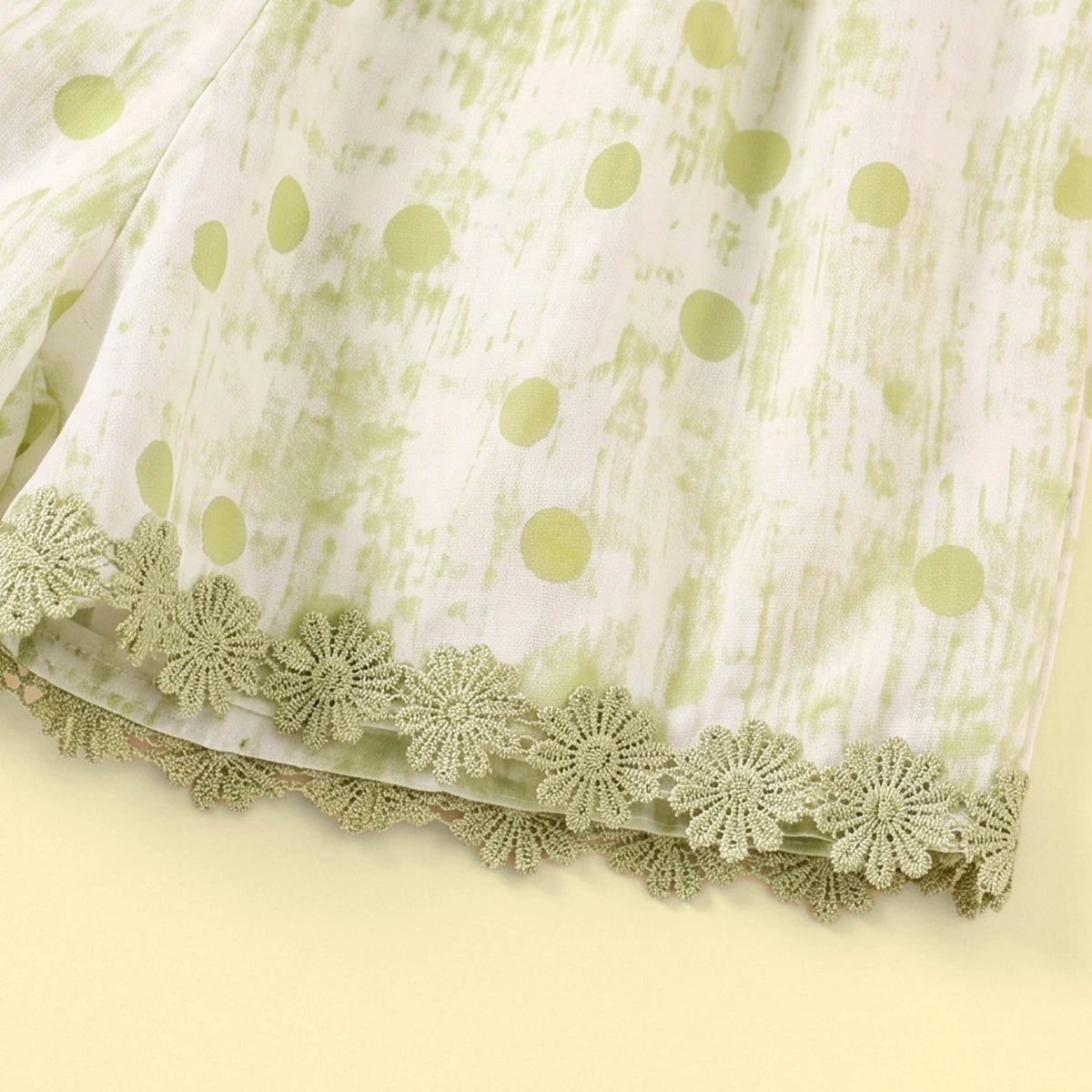Girls Green Polka Dot Print Sleeveless Top With Shorts Sets 2 pc. Sets