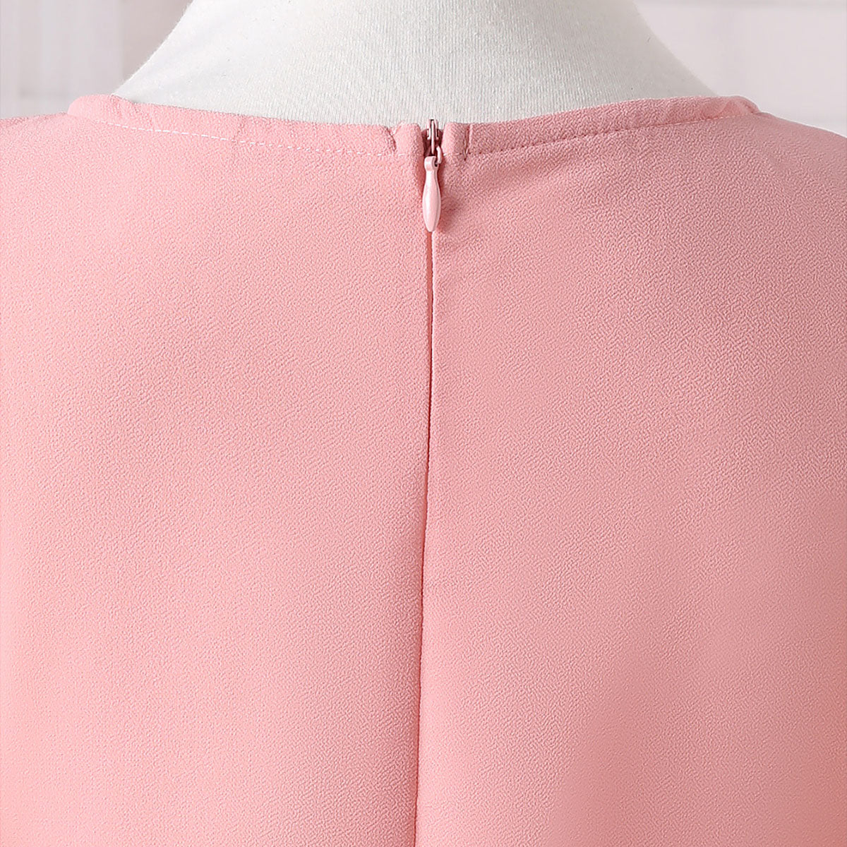 Girls Peach Solid Laced Short Sleeves Drop Waist Dress Casual Dresses