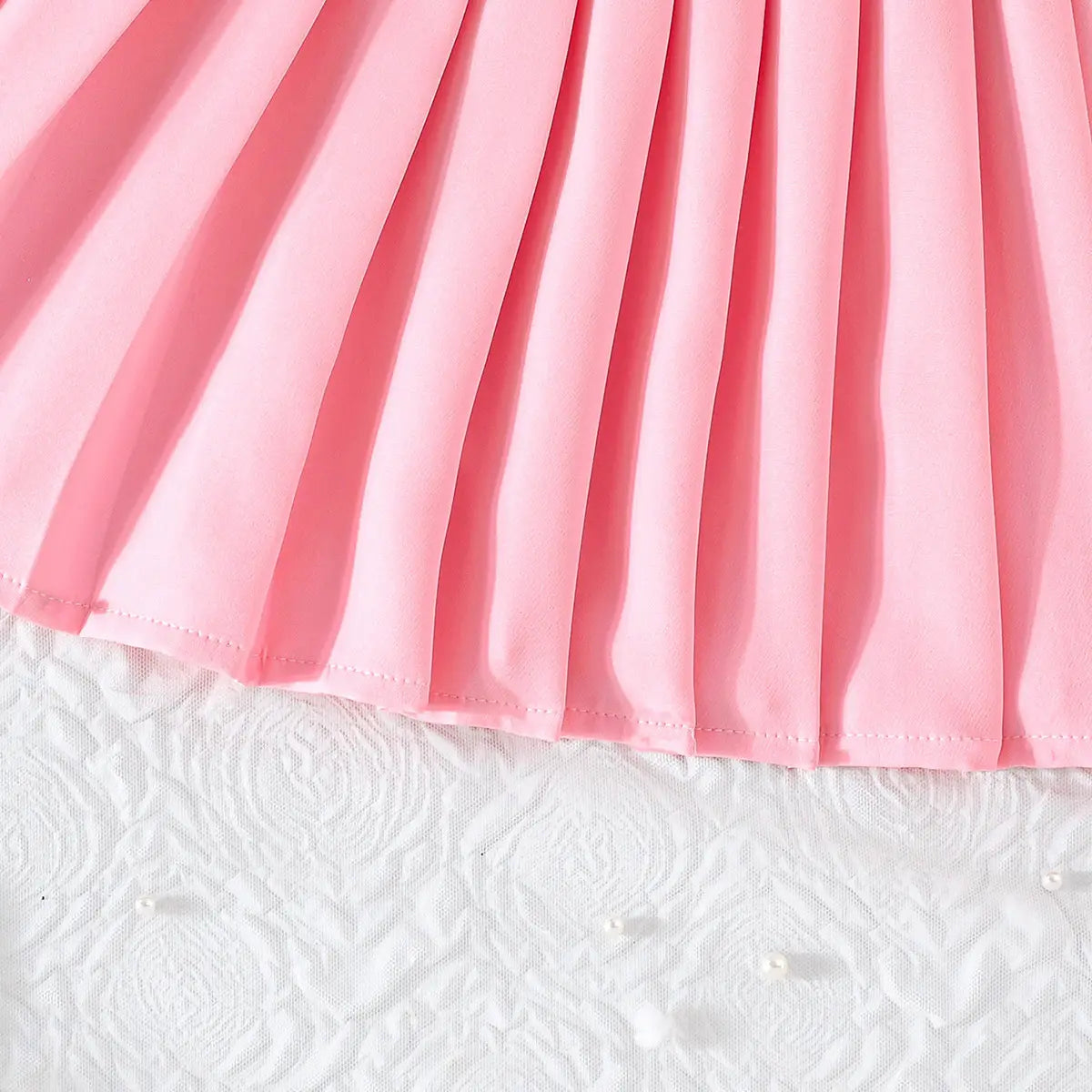 Girls Pink Floral Applique Top With Camisole Top And Pleated Skirt Sets 3 pc. Sets