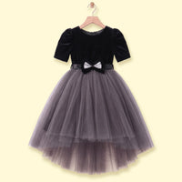 Girls Black Solid High-Low Party Dress Party Dresses Black 1-2 Y