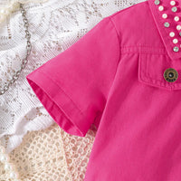 Girls Fuchsia Self-Design Crop Length Top With Skirt Sets 2 pc. Sets