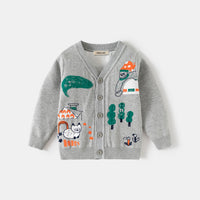 Boys Grey Self-Design Cardigan Sweaters & Cardigans